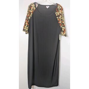 LuLaRoe Julia T-shirt Dress Size 3XL Black Floral Stretch NEW